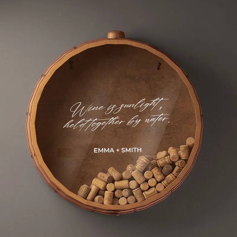 Personalized Message Wine Cork Barrel Shadow Box