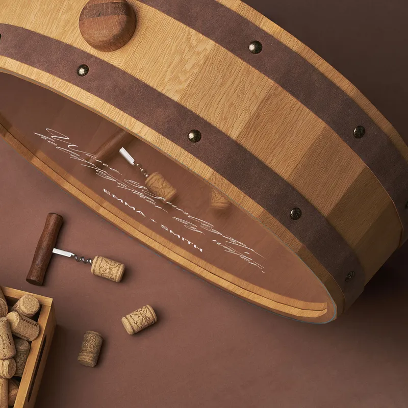 Personalized Message Wine Cork Barrel Shadow Box