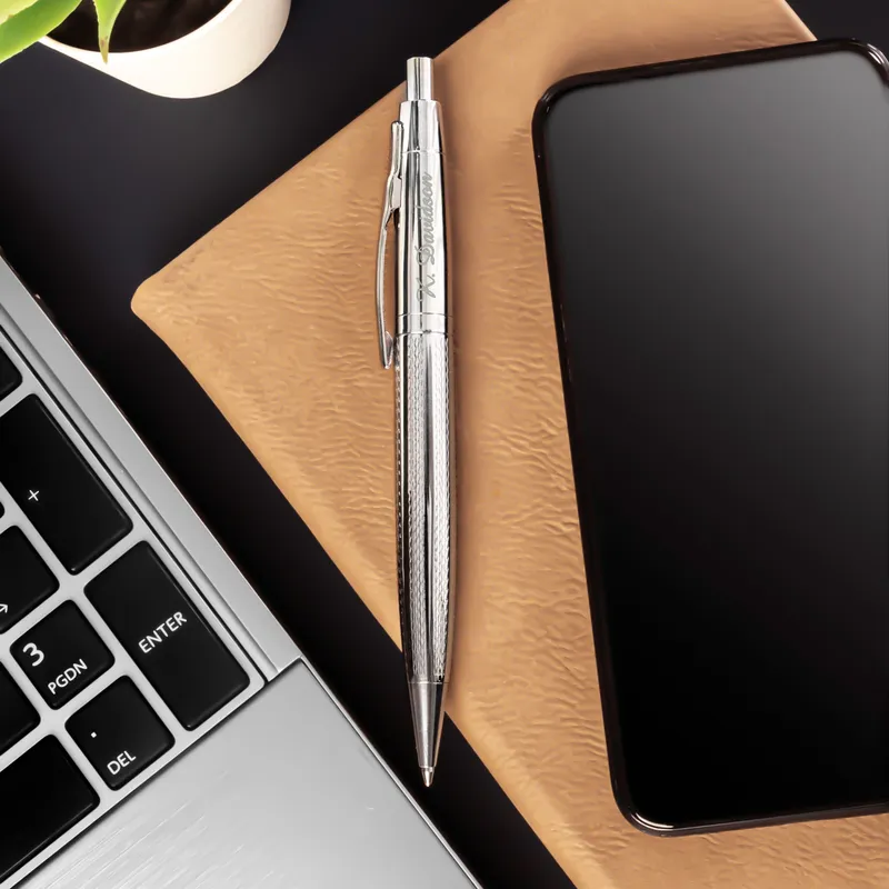 Personalized Metallic Gray Pen