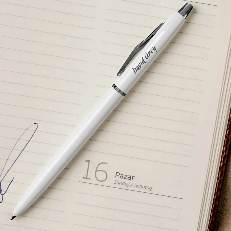 Personalized Metallic White Pen