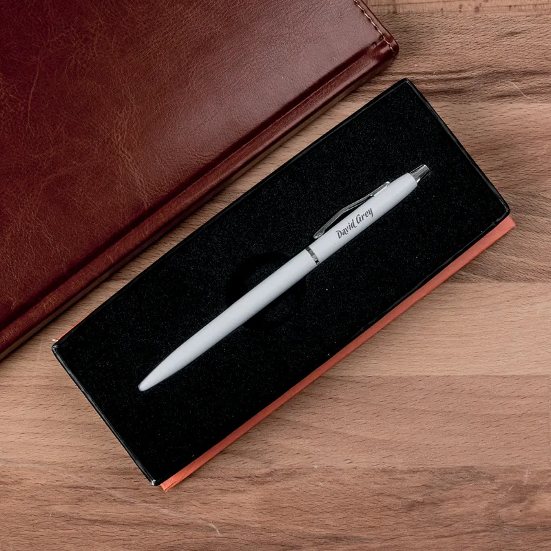 Personalized Metallic White Pen