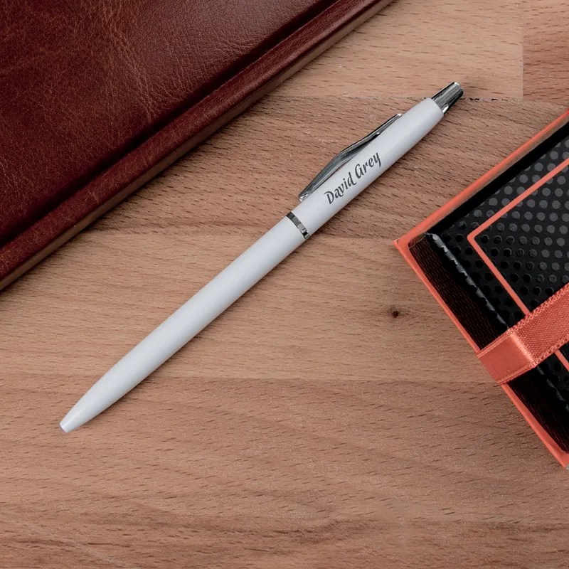 Personalized Metallic White Pen