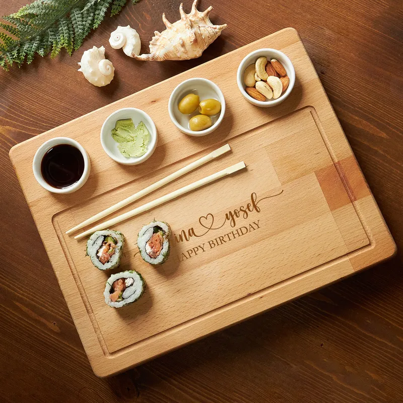 Personalized Mini Bowl Serving Plate - Wooden Design