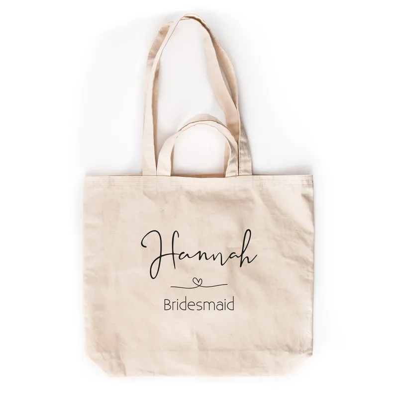 Personalised Bridesmaid Tote Bag with Elegant Script Design