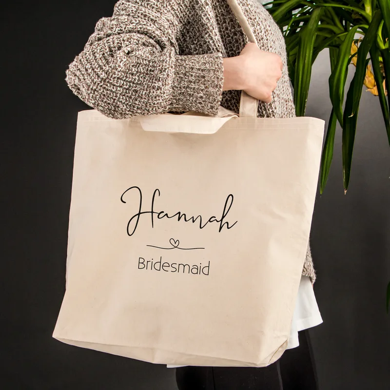 Personalised Bridesmaid Tote Bag with Elegant Script Design