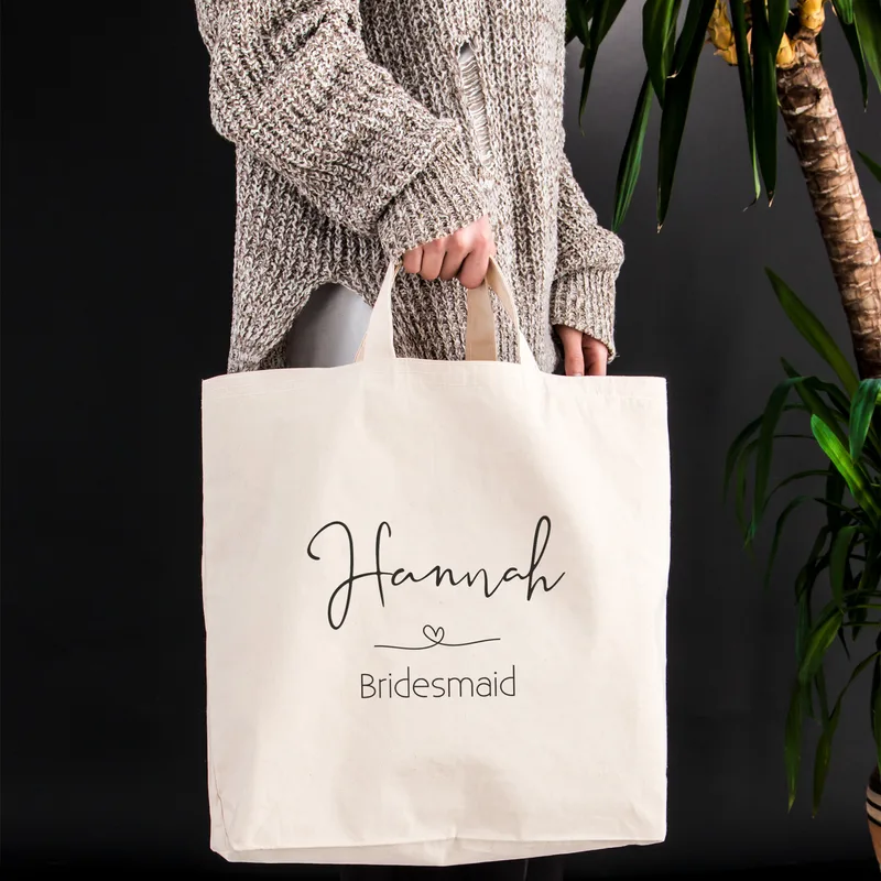 Personalised Bridesmaid Tote Bag with Elegant Script Design