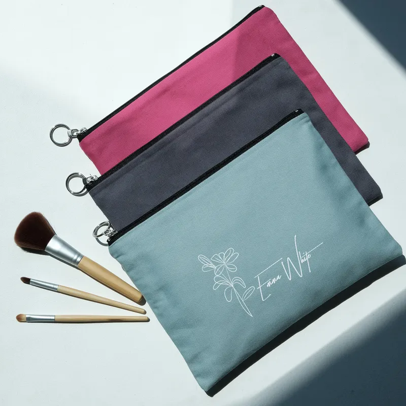 Personalised Minimal Floral Design Makeup Bag