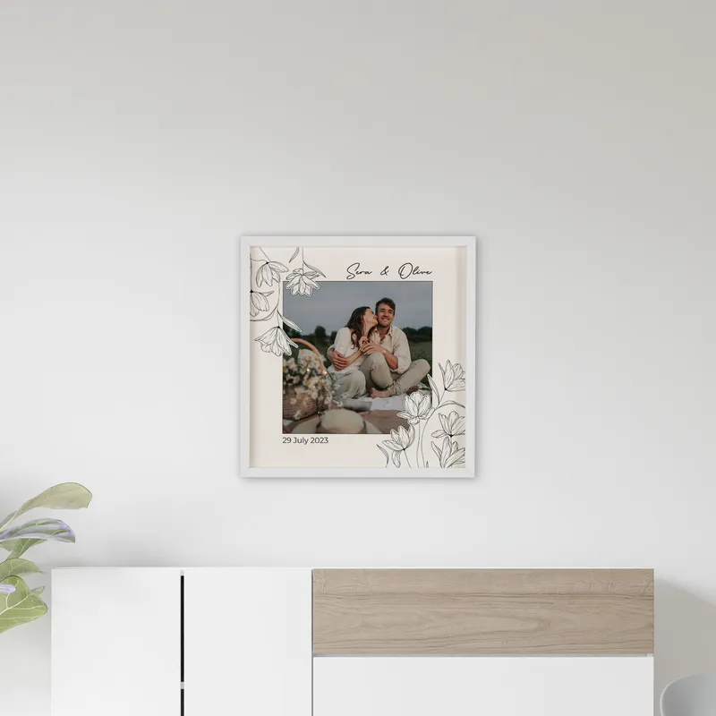 Personalized Minimal Flowers Photo Wall Frame for Special Occasions