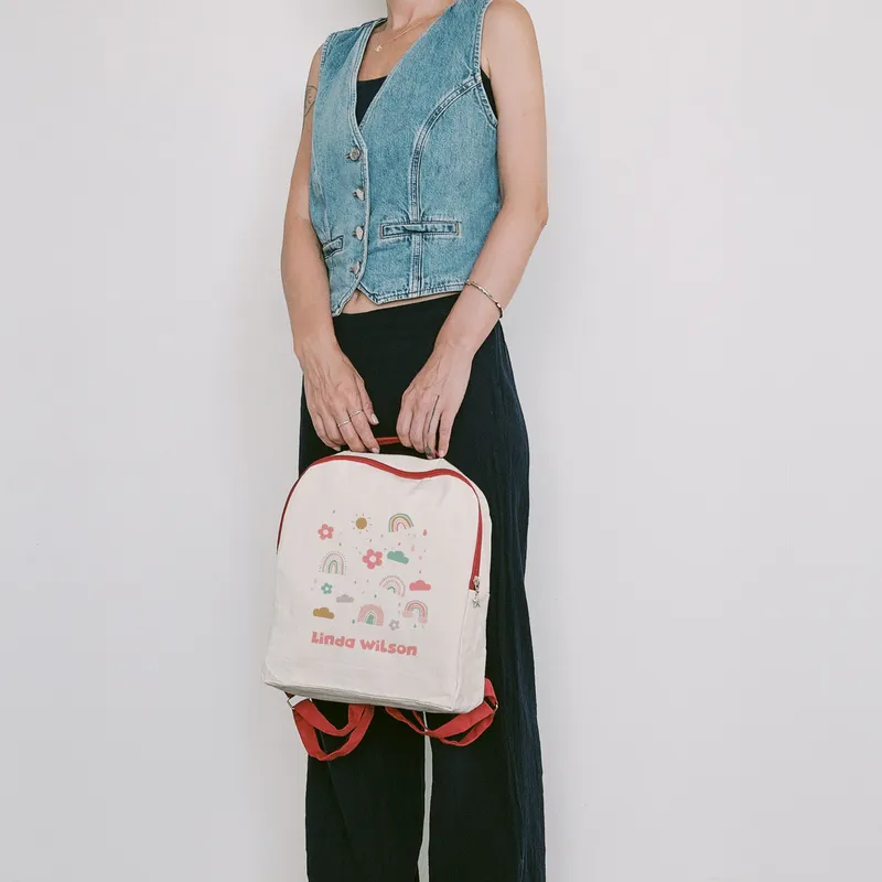 Personalized Minimal Rainbow Backpack