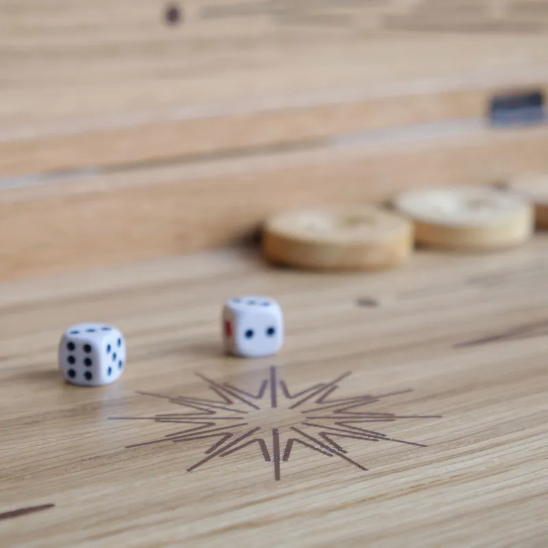 Personalised Monogram Oak Backgammon Set with Leather Cover