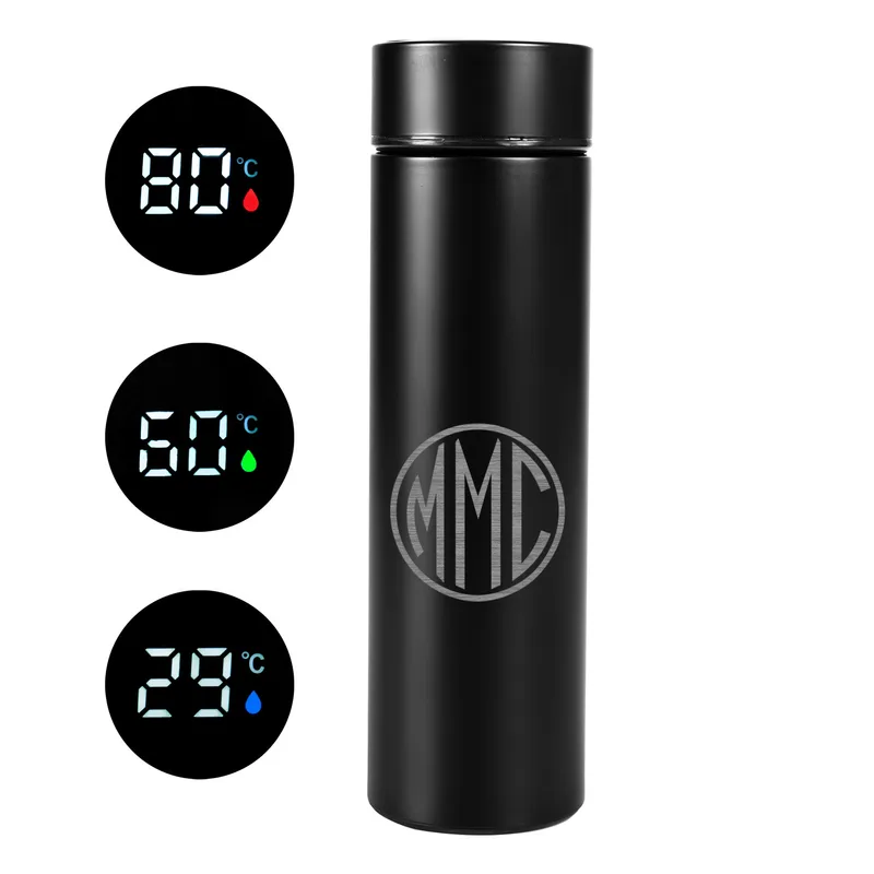 Personalized Monogram Letter Printed Digital Temperature Display Thermos