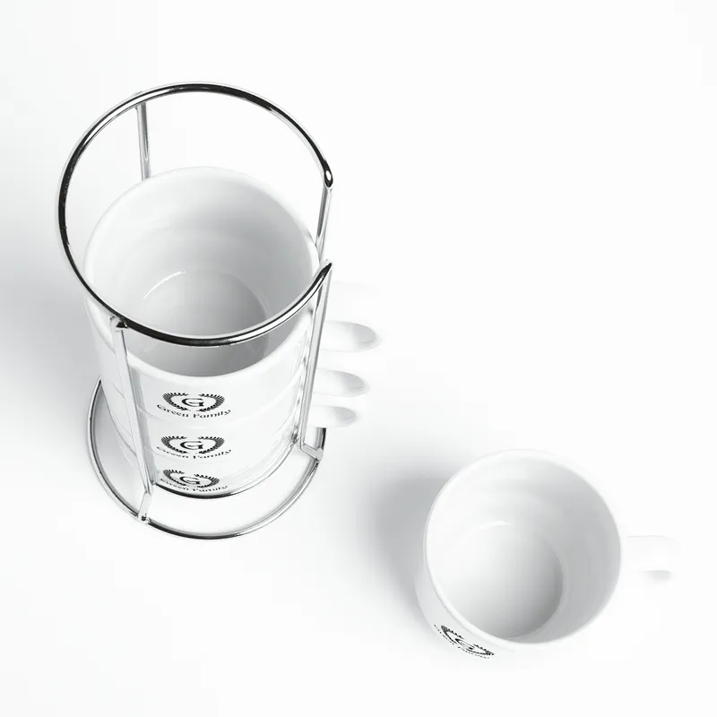 Personalised Monogram Mug Set with Stand 4-Piece Gift