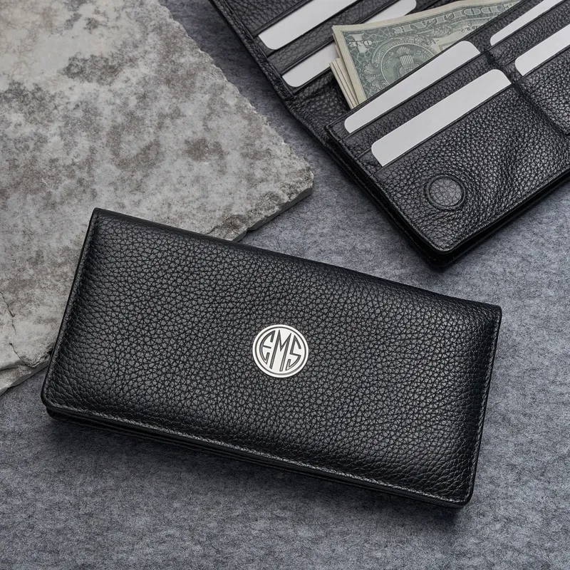 Personalized Monogram Silver Accent Leather Wallet