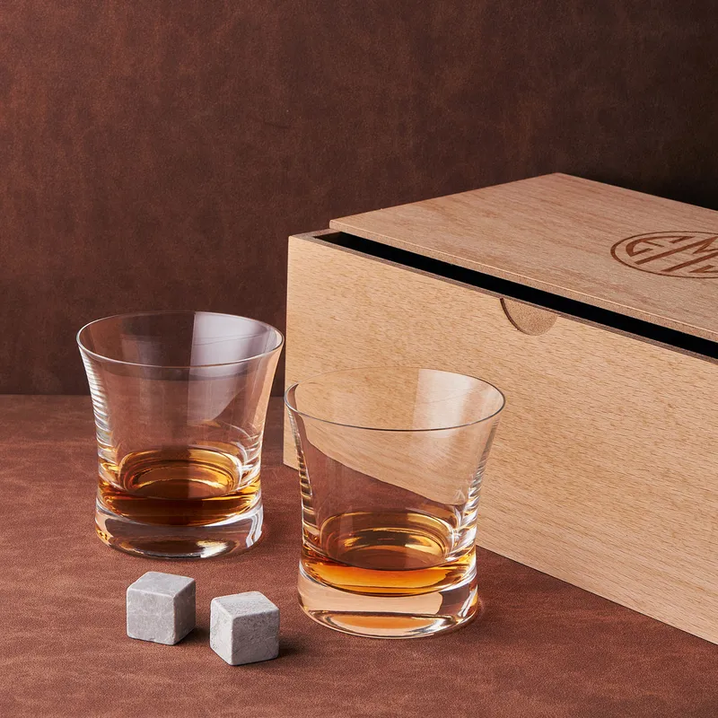 Personalised Monogram Wooden Whiskey Glass Set