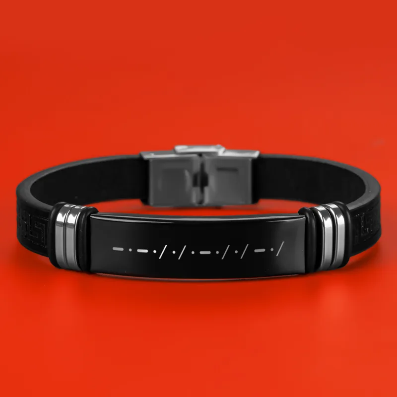 Personalised Morse Code Leather Bracelet for Men and Women