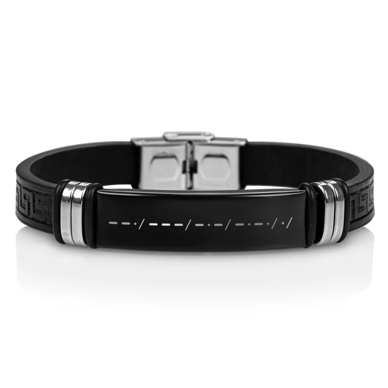 Personalised Morse Code Leather Bracelet for Men and Women