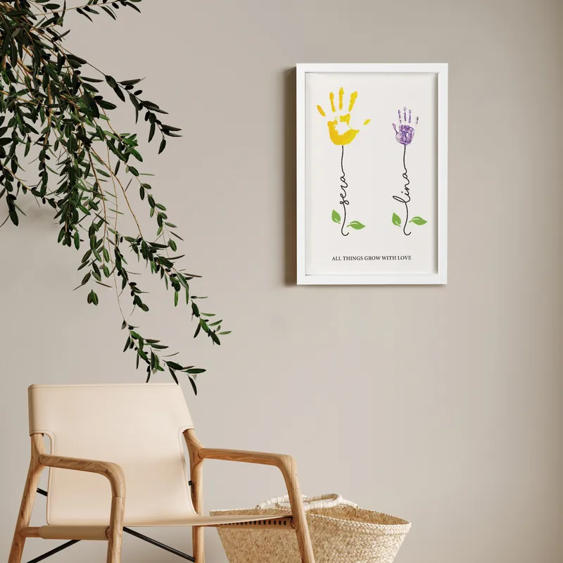 Personalised Mother and Child Handprint Frame 8x12