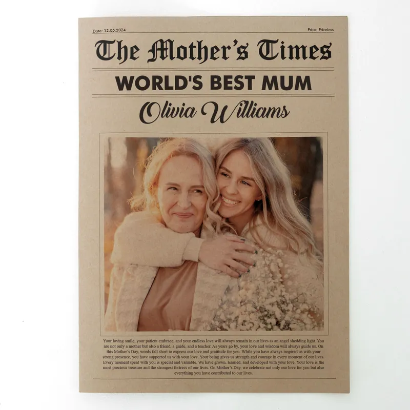 Personalised Mother's Day Newspaper Keepsake