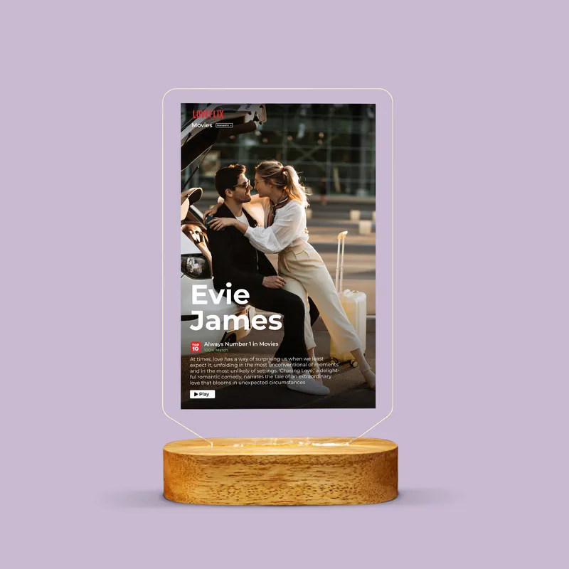 Personalized Movie-Themed LED Lamp for Couples