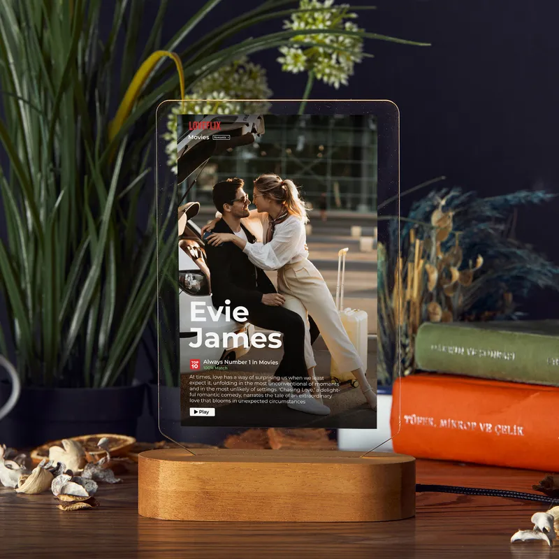 Personalized Movie-Themed LED Lamp for Couples