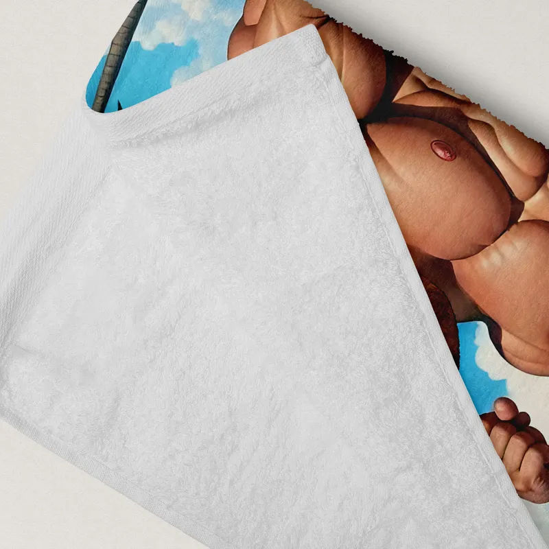 Personalised Muscle Man Cartoon Beach Towel for Men