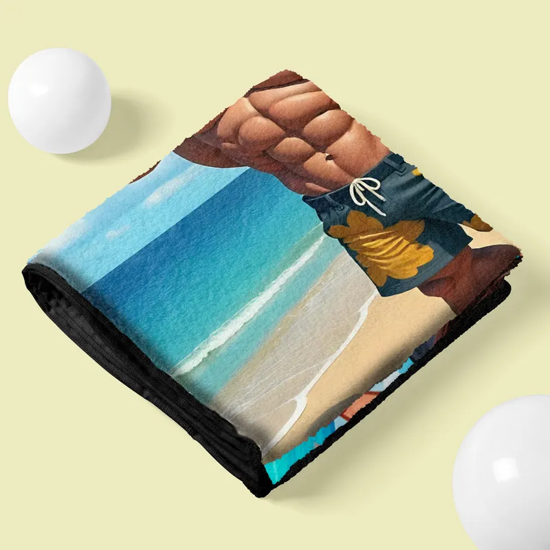 Personalised Muscle Man Cartoon Beach Towel for Men