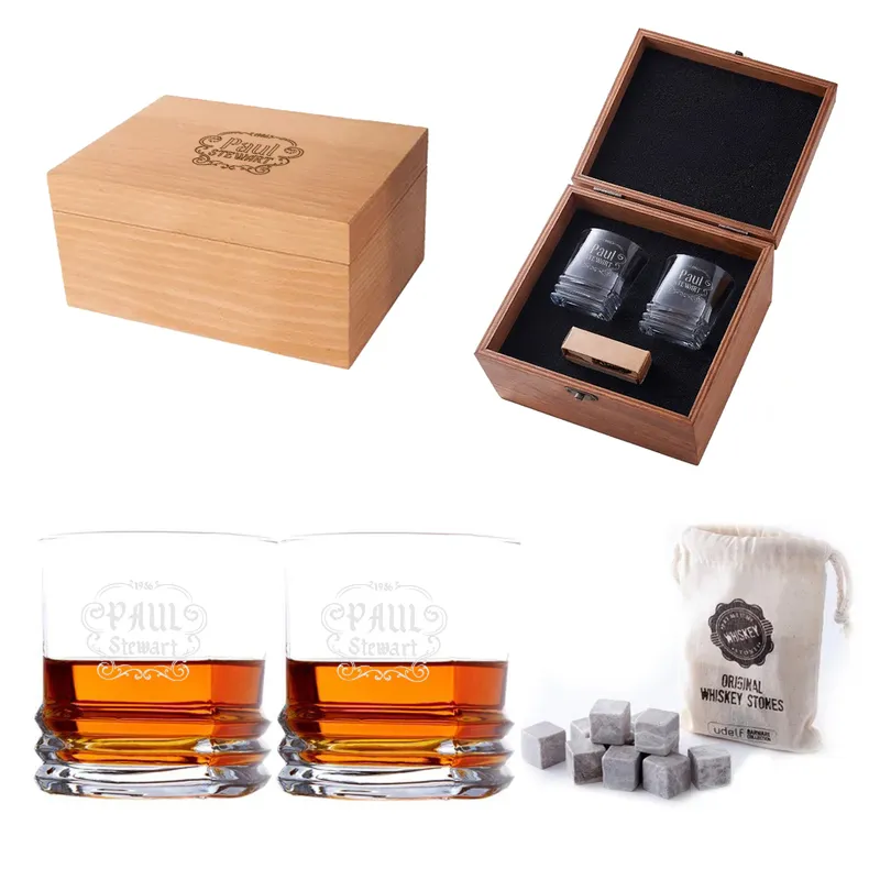 Personalised Engraved Whiskey Glass Set for Men