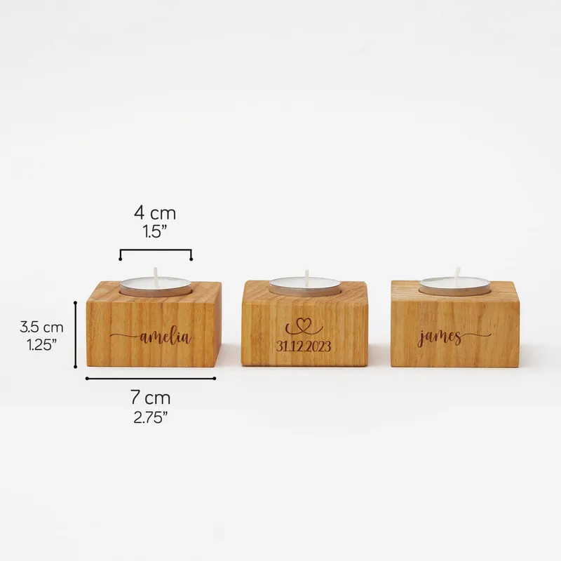 Personalized Name and Date Customized 3-Piece Decorative Candle Set