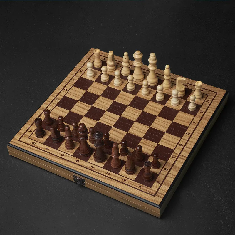 Personalized Name and Date Premium Oak Chess Set