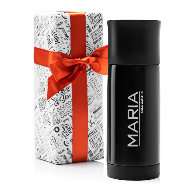 Personalized Name and Date Printed Steel Flask