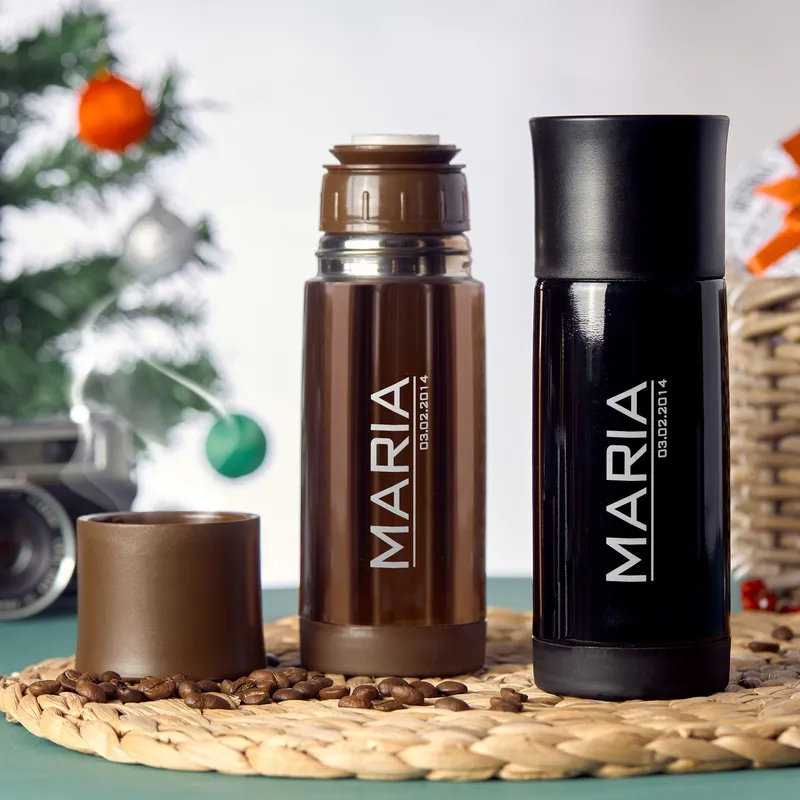 Personalized Name and Date Printed Steel Flask
