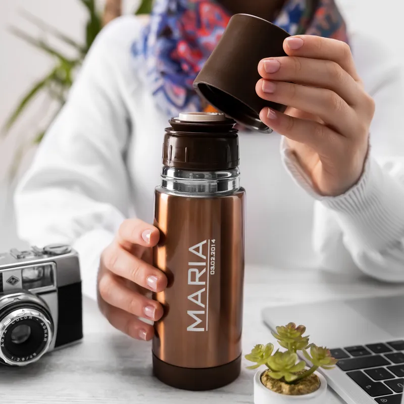 Personalized Name and Date Printed Steel Flask