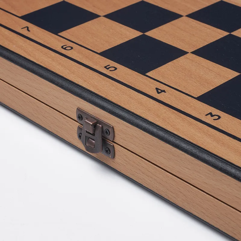 Personalized Name and Date Square Chess Set with Lid - Beech Veneer