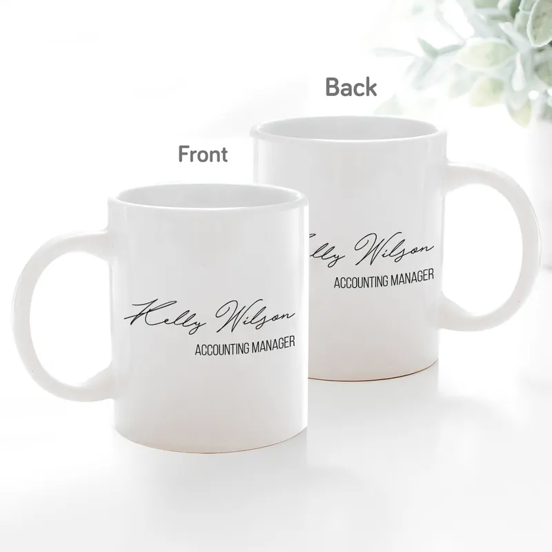 Personalized Name and Title Printed Porcelain Mug