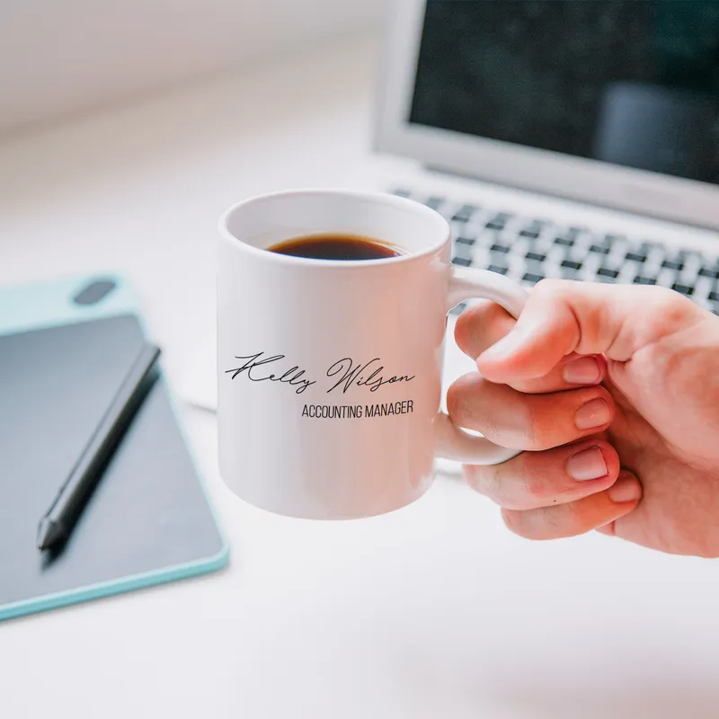 Personalized Name and Title Printed Porcelain Mug