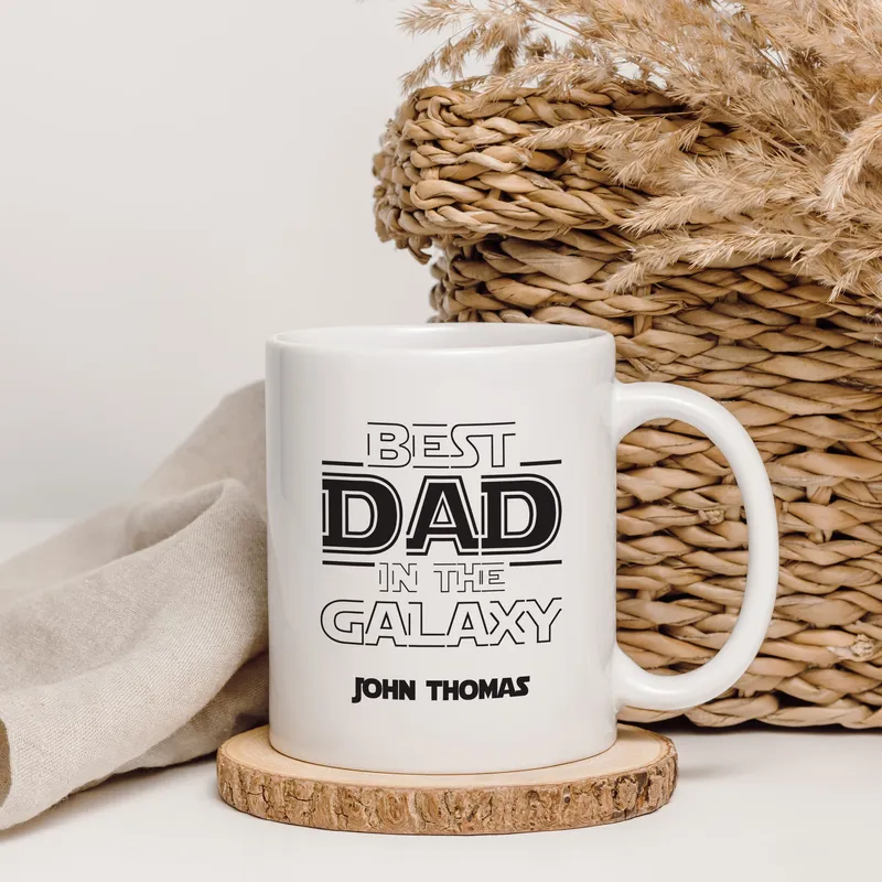 Personalized Name Best Dad in the Galaxy Mug