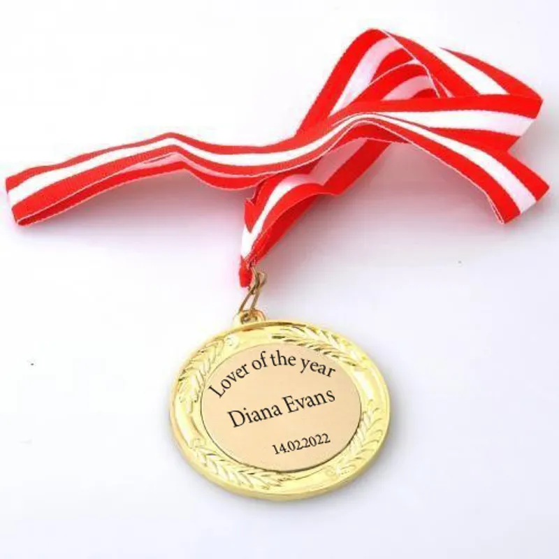 Personalized Name, Date, Title Printed Gold Medal