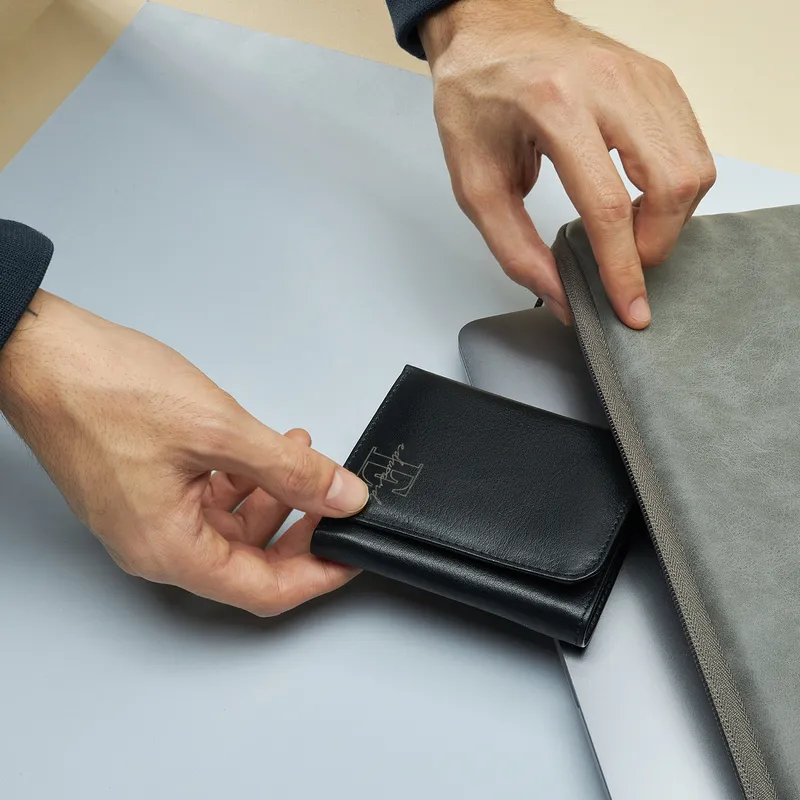 Personalized Name Initial Designed Leather Wallet Gift for Man as a Father's Day Gift