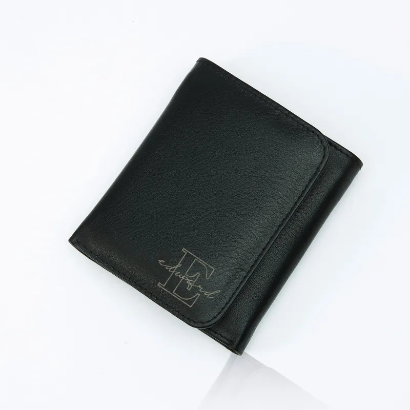 Personalized Name Initial Designed Leather Wallet Gift for Man as a Father's Day Gift