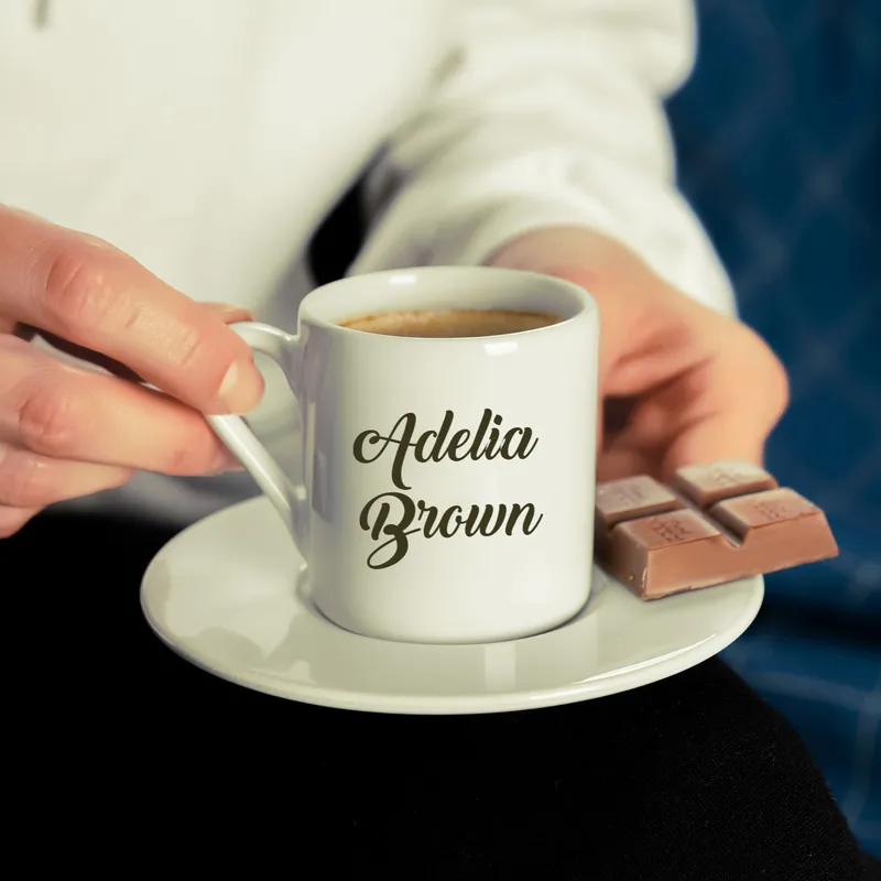 Customized Name Espresso / Turkish Coffee Cup With Saucer 