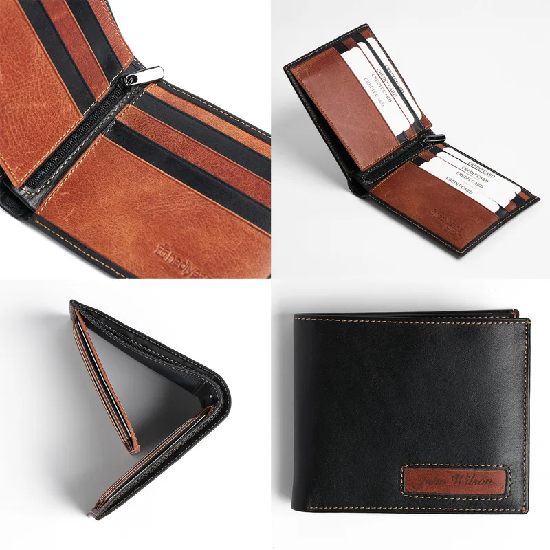 Personalized Name Printed Genuine Leather Wallet