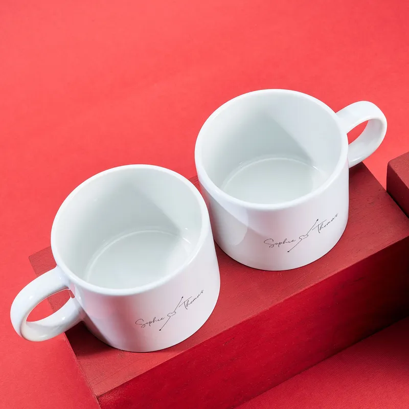 Personalized Name Printed Minimal 2 Cup Set for Couples Gifting