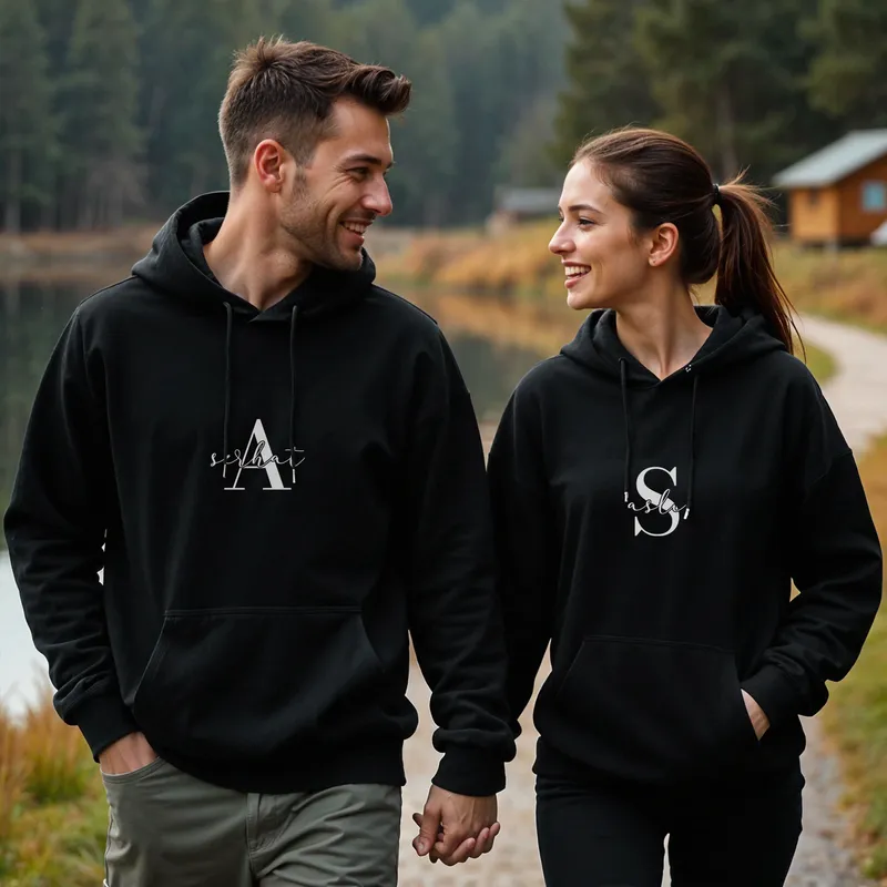 Personalized Name Sweatshirt Set for Couples