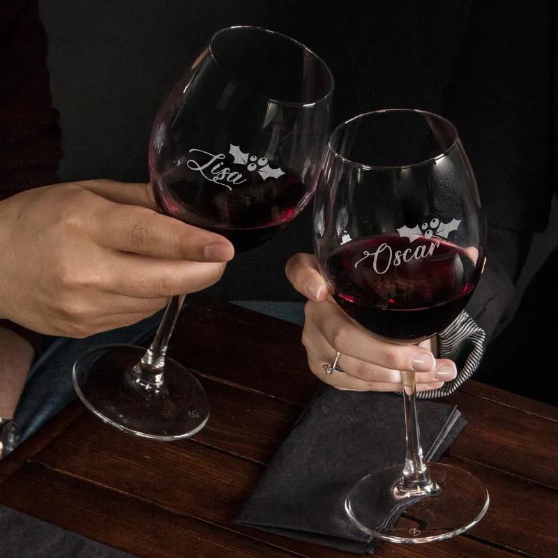Personalized New Year's Wine Glasses with Custom Names
