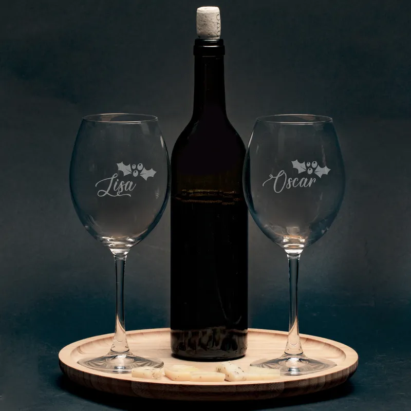 Personalized New Year's Wine Glasses with Custom Names