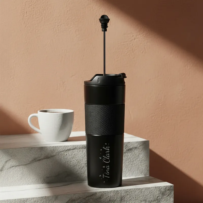 Personalized New YearThemed Stainless Steel French Press Thermos