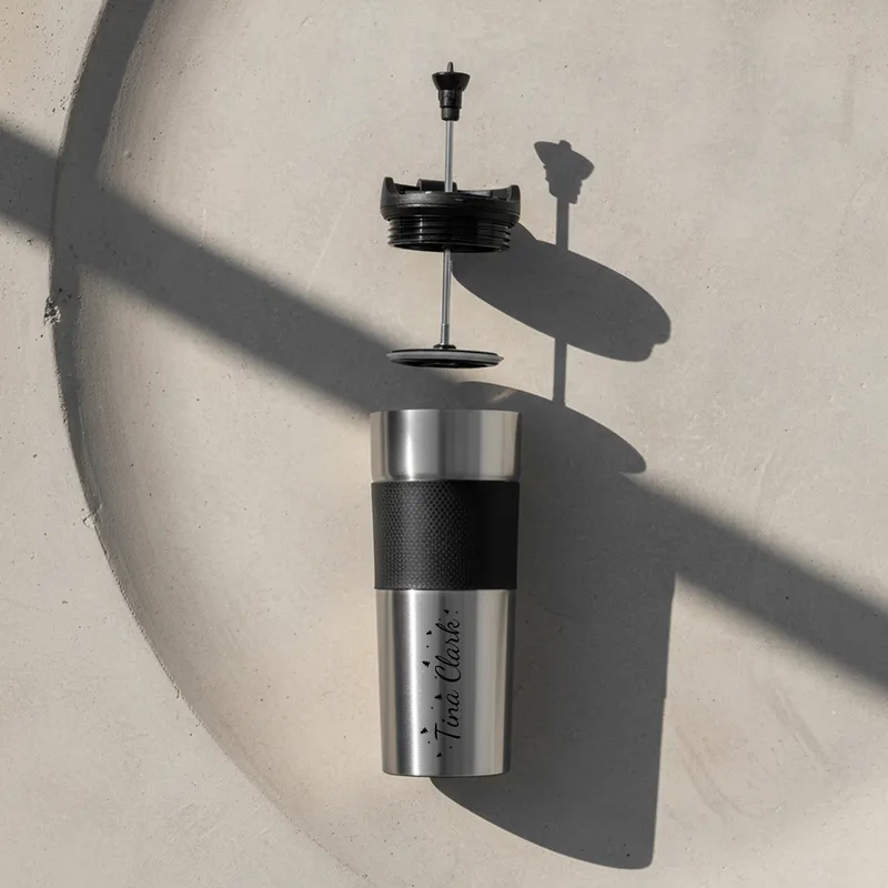 Personalized New YearThemed Stainless Steel French Press Thermos