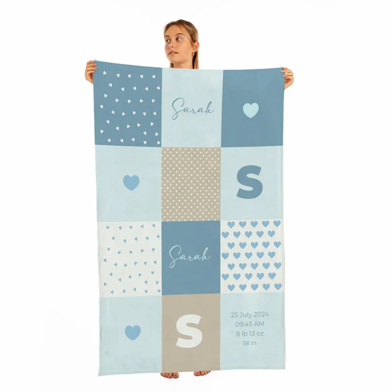 Personalized Newborn Blanket With Name & Birth Details