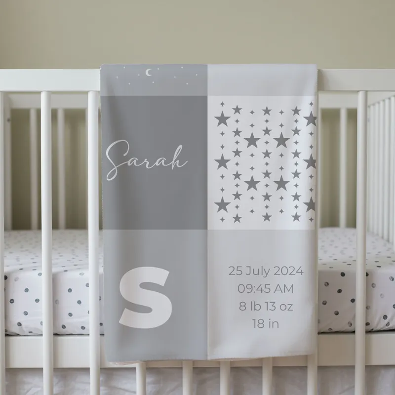 Personalized Newborn Blanket With Name & Birth Details