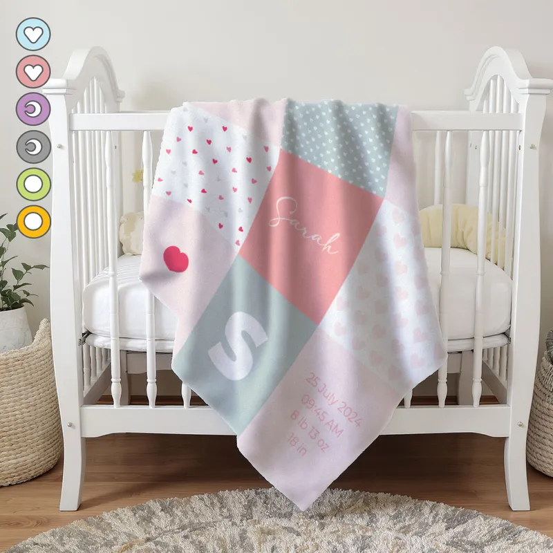 Personalized Newborn Blanket With Name & Birth Details